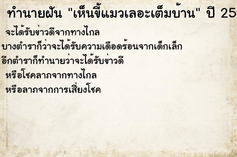 ทำนายฝัน เห็นขี้แมวเลอะเต็มบ้าน ทำนายฝัน เห็นขี้แมวเลอะเต็มบ้าน