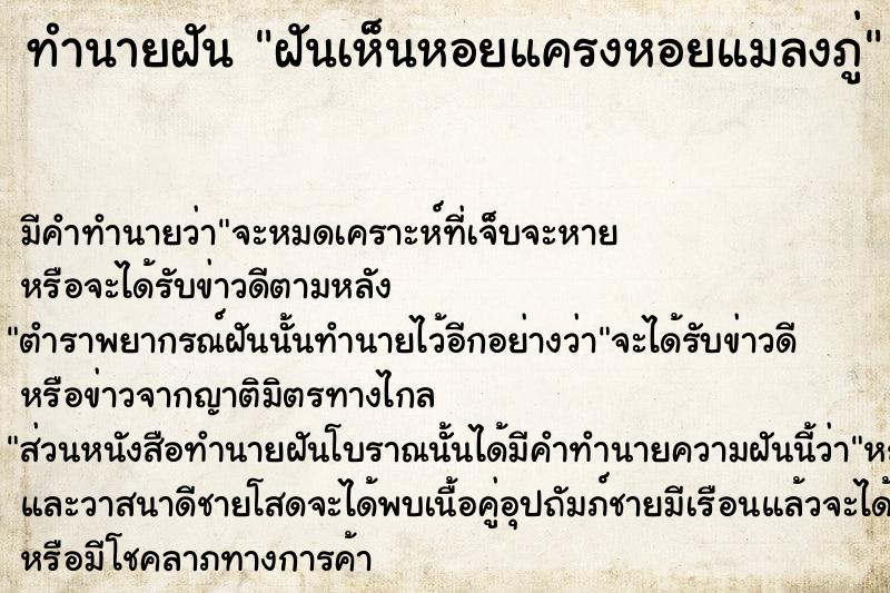 ทำนายฝันทำนายฝันฝันเห็นหอยแครงหอยแมลงภู่