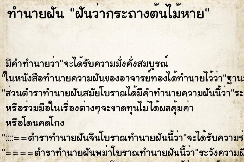 ทำนายฝันทำนายฝันฝันว่ากระถางต้นไม้หาย