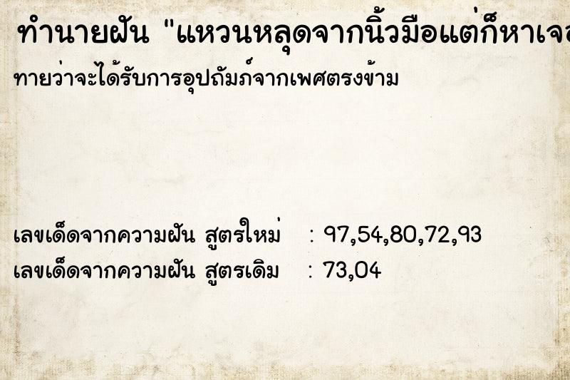 ทำนายฝันทำนายฝันแหวนหลุดจากนิ้วมือแต่ก็หาเจอ