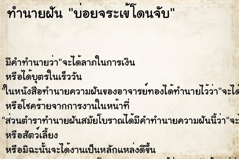 ทำนายฝันทำนายฝันบ่อยจระเข้โดนจับ