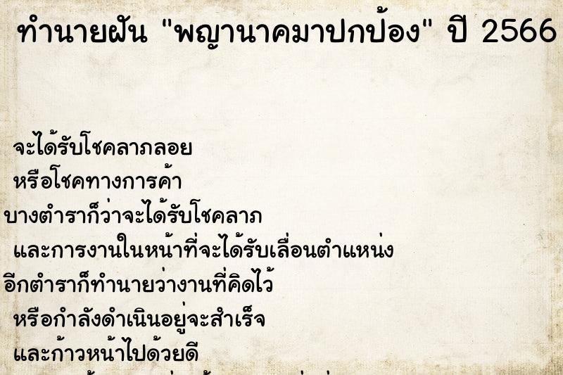 ทำนายฝัน พญานาคมาปกป้อง ทำนายฝัน พญานาคมาปกป้อง