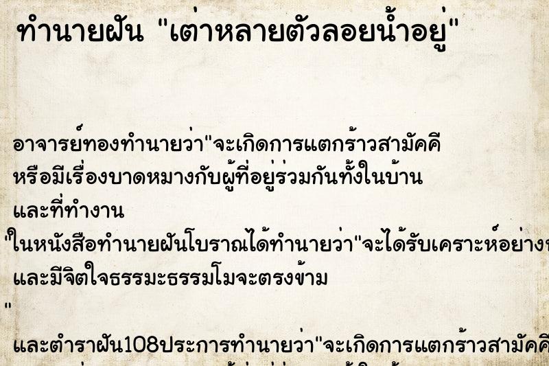 ทำนายฝัน เต่าหลายตัวลอยน้ำอยู่ ตำราโบราณ แม่นที่สุดในโลก