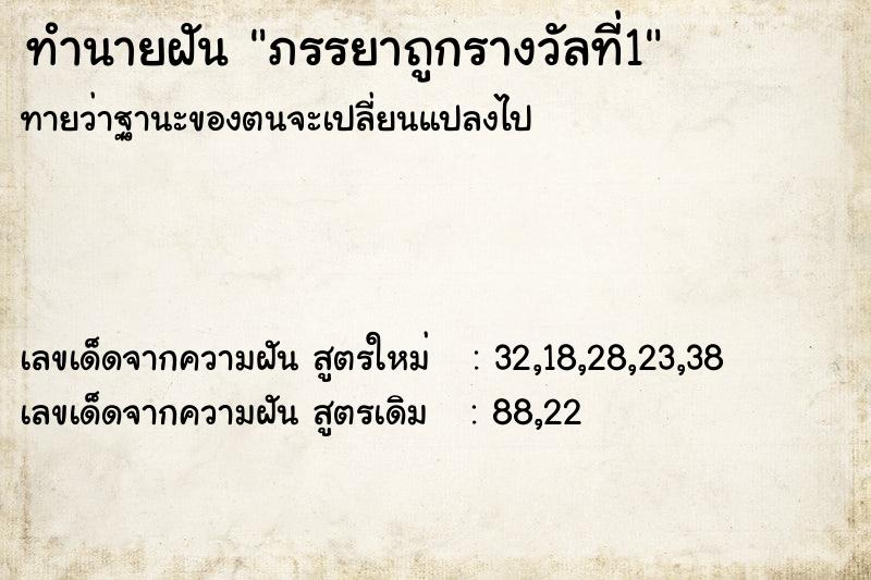 ทำนายฝัน ภรรยาถูกรางวัลที่1 ทำนายฝัน ภรรยาถูกรางวัลที่1