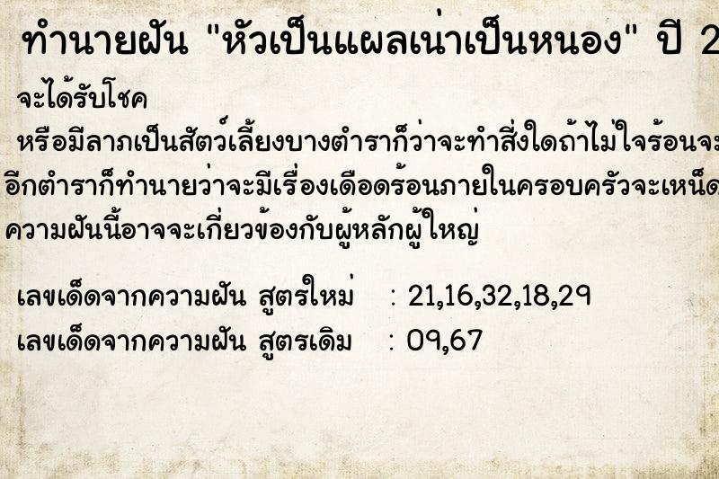 ทำนายฝัน หัวเป็นแผลเน่าเป็นหนอง ทำนายฝัน หัวเป็นแผลเน่าเป็นหนอง