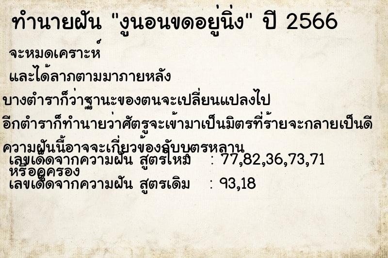 ทำนายฝันทำนายฝันงูนอนขดอยู่นิ่ง