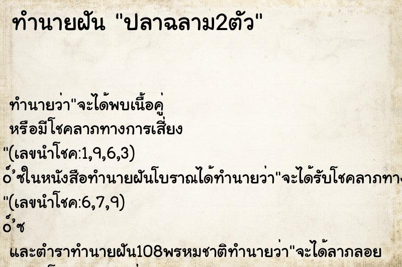 ทำนายฝัน ปลาฉลาม2ตัว ทำนายฝัน ปลาฉลาม2ตัว