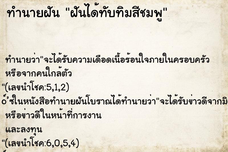ทำนายฝัน ฝันได้ทับทิมสีชมพู ทำนายฝัน ฝันได้ทับทิมสีชมพู