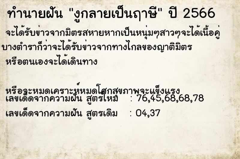 ทำนายฝัน งูกลายเป็นฤาษี ทำนายฝัน งูกลายเป็นฤาษี