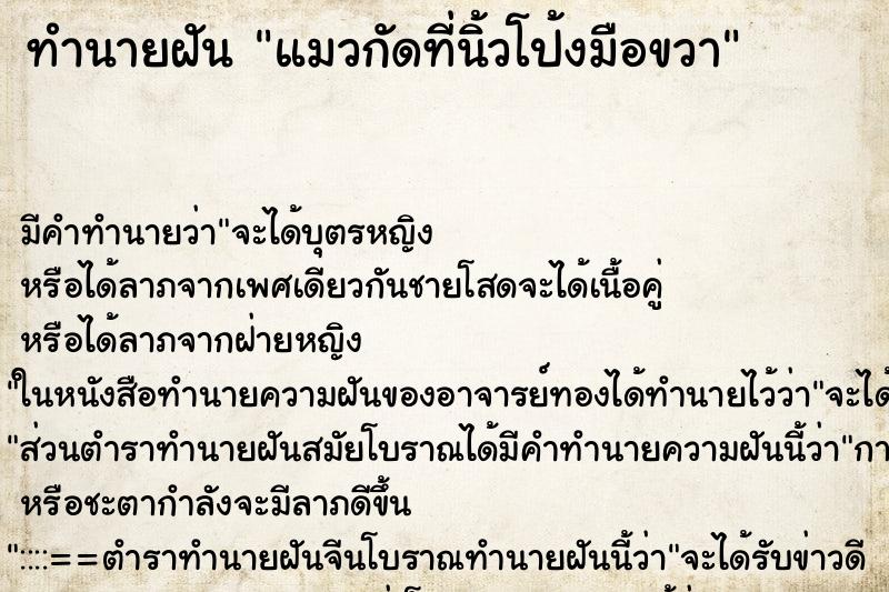 ทำนายฝันทำนายฝันแมวกัดที่นิ้วโป้งมือขวา