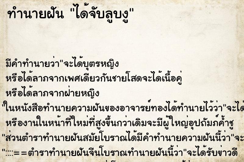 ทำนายฝันได้จับลูบงู ทำนายฝันทำนายฝันได้จับลูบงู