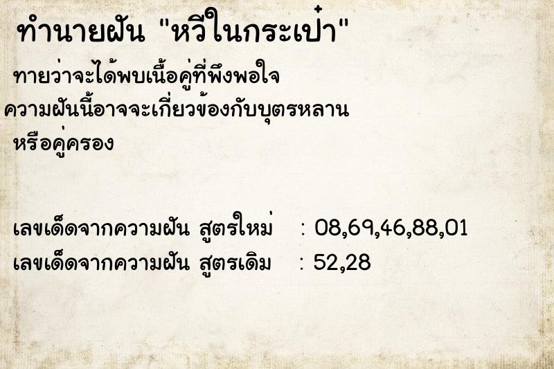 ทำนายฝันทำนายฝันหวีในกระเป๋า