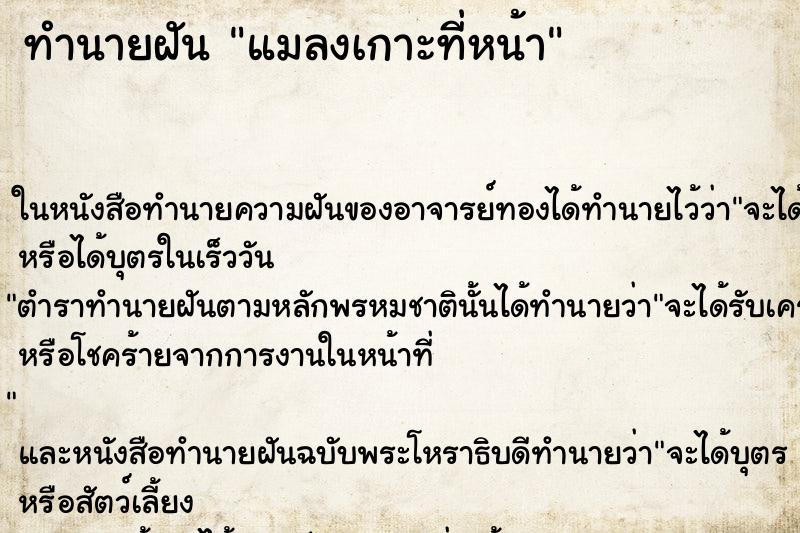 ทำนายฝัน แมลงเกาะที่หน้า ตำราโบราณ แม่นที่สุดในโลก