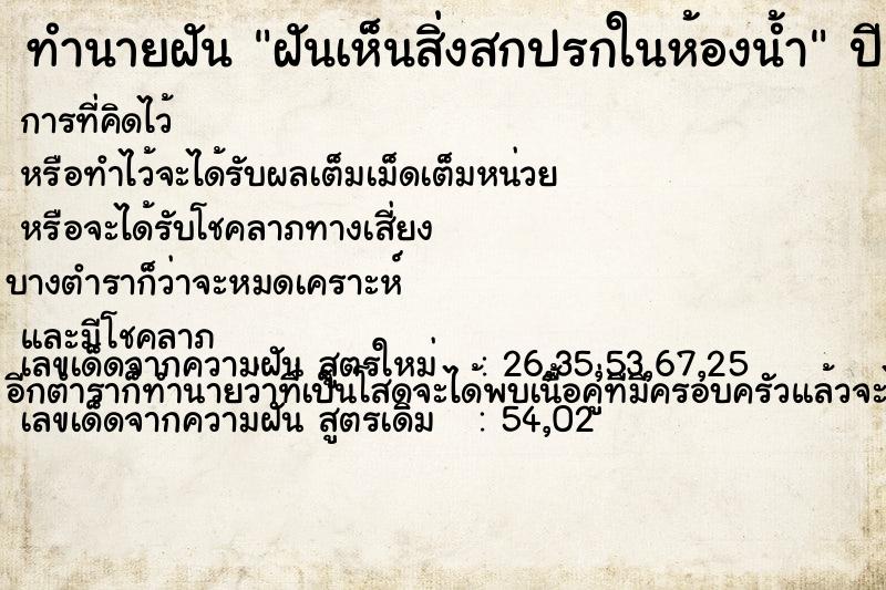 ทำนายฝันทำนายฝันฝันเห็นสิ่งสกปรกในห้องน้ำ