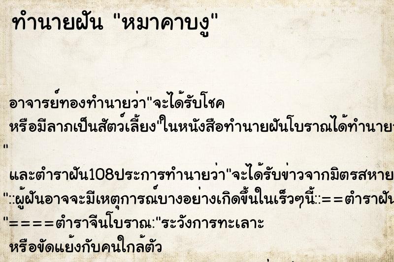 ทำนายฝัน หมาคาบงู ตำราโบราณ แม่นที่สุดในโลก