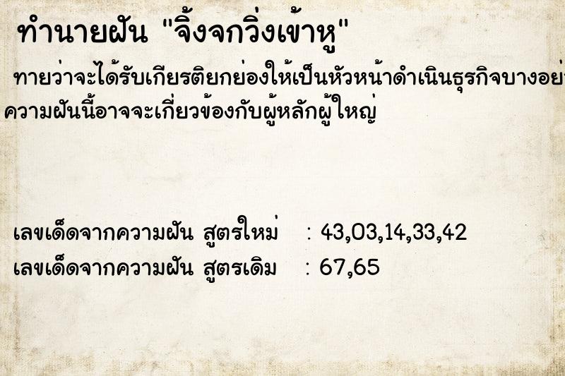 ทำนายฝันจิ้งจกวิ่งเข้าหู ทำนายฝันทำนายฝันจิ้งจกวิ่งเข้าหู