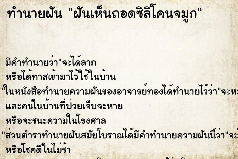 ทำนายฝันทำนายฝันฝันเห็นถอดซิลิโคนจมูก