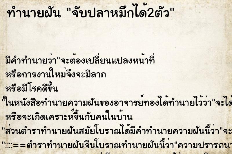 ทำนายฝัน จับปลาหมึกได้2ตัว ทำนายฝัน จับปลาหมึกได้2ตัว