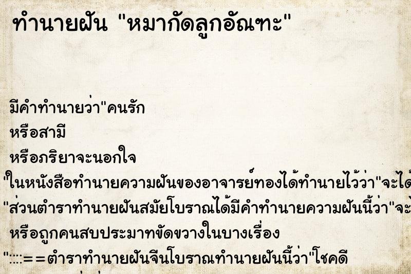 ทำนายฝัน หมากัดลูกอัณฑะ ตำราโบราณ แม่นที่สุดในโลก