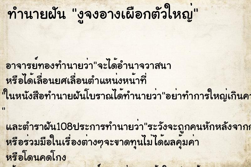 ทำนายฝัน งูจงอางเผือกตัวใหญ่