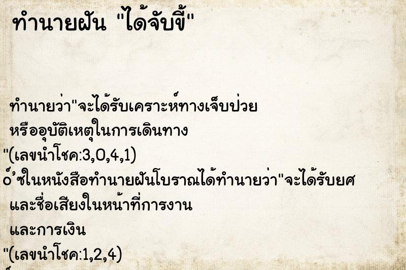 ทำนายฝัน ได้จับขี้