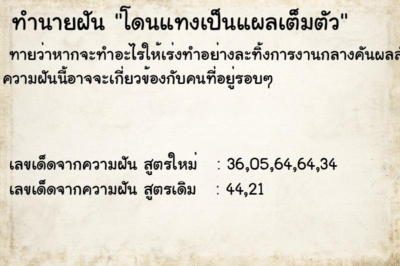 ทำนายฝันโดนแทงเป็นแผลเต็มตัว ทำนายฝันทำนายฝันโดนแทงเป็นแผลเต็มตัว