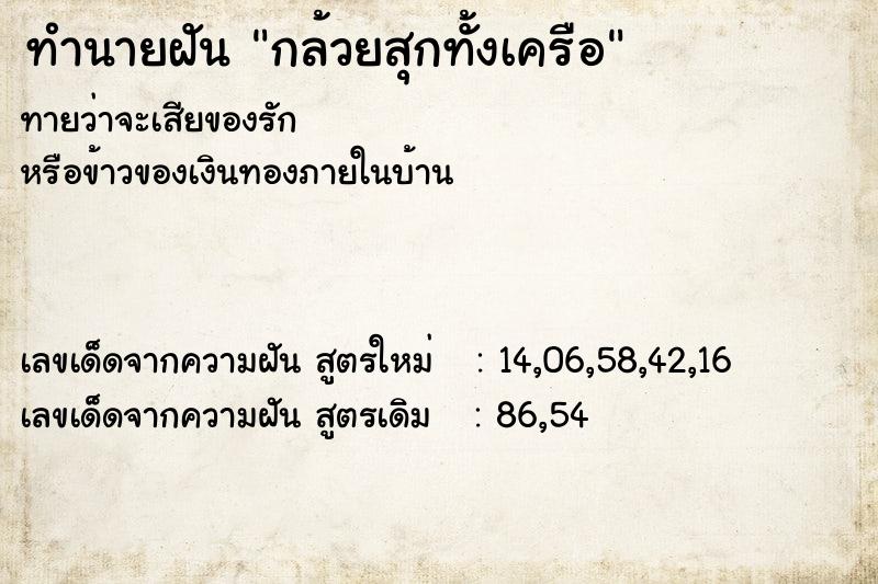 ทำนายฝันกล้วยสุกทั้งเครือ ทำนายฝันทำนายฝันกล้วยสุกทั้งเครือ
