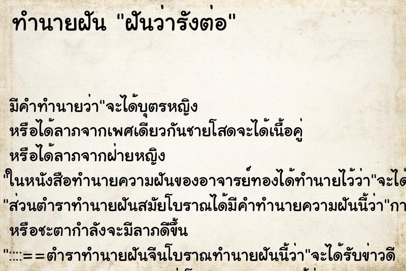 ทำนายฝัน ฝันว่ารังต่อ ทำนายฝัน ฝันว่ารังต่อ