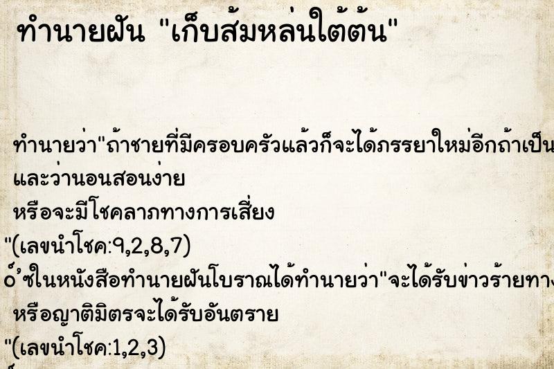 ทำนายฝันทำนายฝันเก็บส้มหล่นใต้ต้น