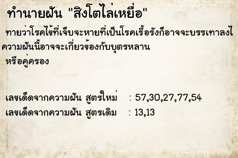 ทำนายฝัน สิงโตไล่เหยื่อ