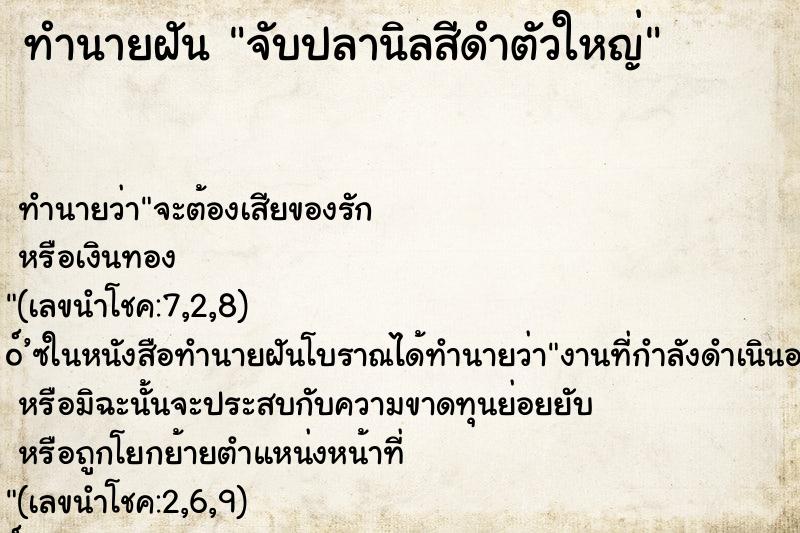 ทำนายฝัน จับปลานิลสีดำตัวใหญ่ ทำนายฝัน จับปลานิลสีดำตัวใหญ่