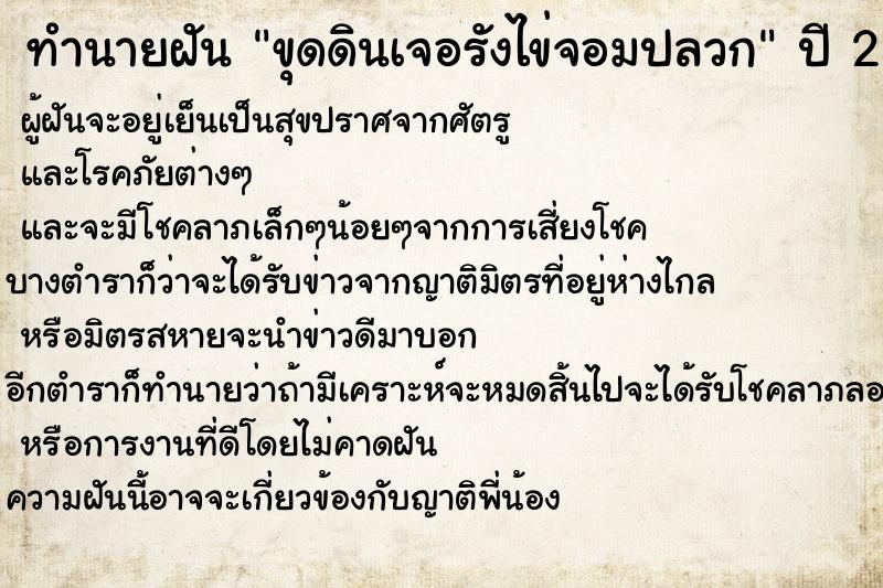 ทำนายฝันขุดดินเจอรังไข่จอมปลวก ทำนายฝันทำนายฝันขุดดินเจอรังไข่จอมปลวก