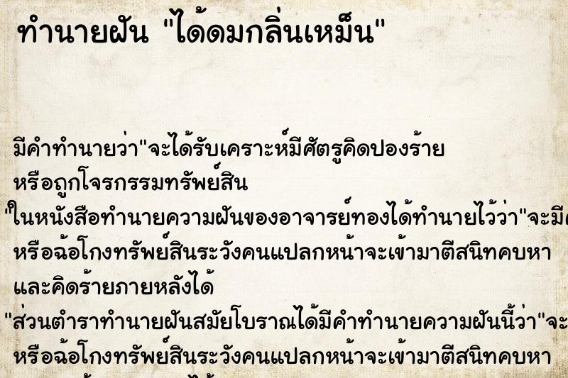 ทำนายฝัน ได้ดมกลิ่นเหม็น ทำนายฝัน ได้ดมกลิ่นเหม็น