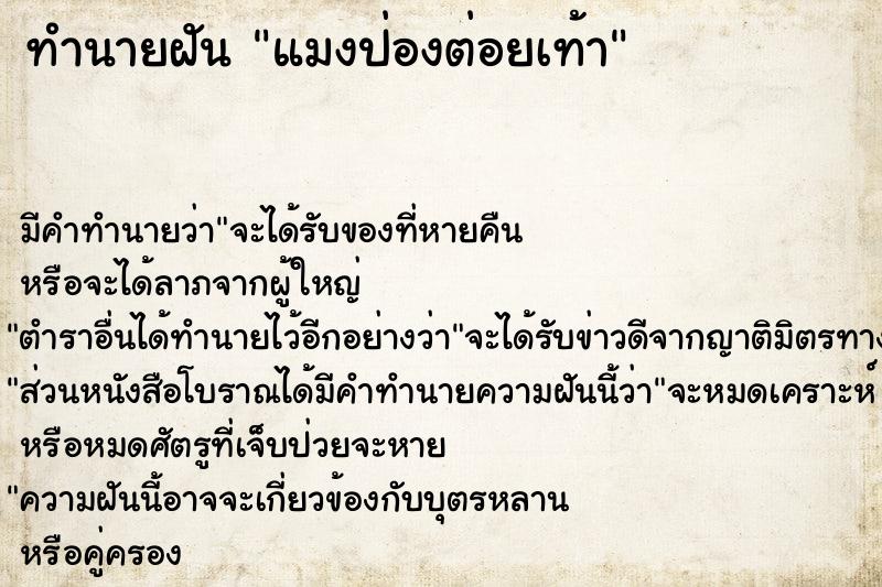 ทำนายฝัน แมงป่องต่อยเท้า ทำนายฝัน แมงป่องต่อยเท้า