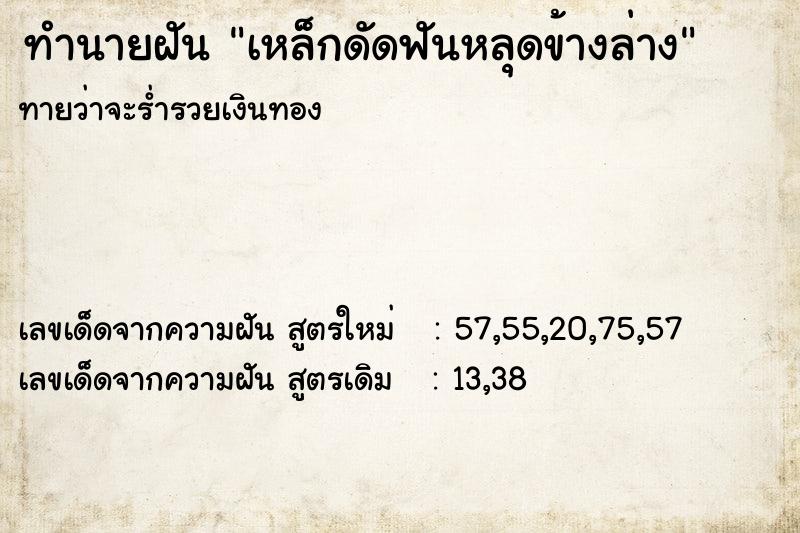 ทำนายฝัน เหล็กดัดฟันหลุดข้างล่าง ทำนายฝัน เหล็กดัดฟันหลุดข้างล่าง