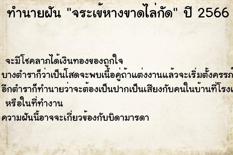 ทำนายฝัน จระเข้หางขาดไล่กัด
