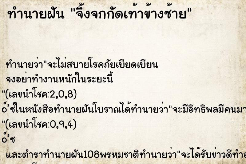 ทำนายฝัน จิ้งจกกัดเท้าข้างซ้าย