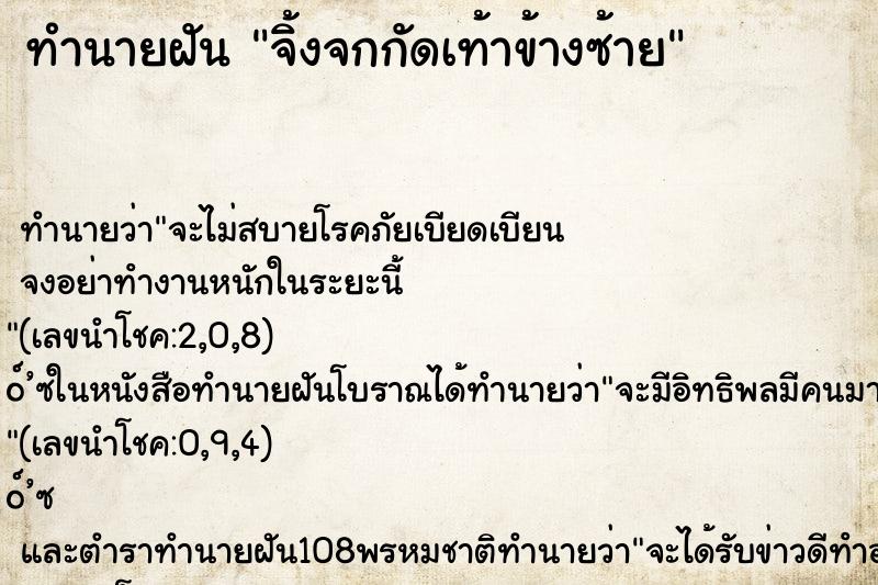 ทำนายฝัน จิ้งจกกัดเท้าข้างซ้าย ตำราโบราณ แม่นที่สุดในโลก