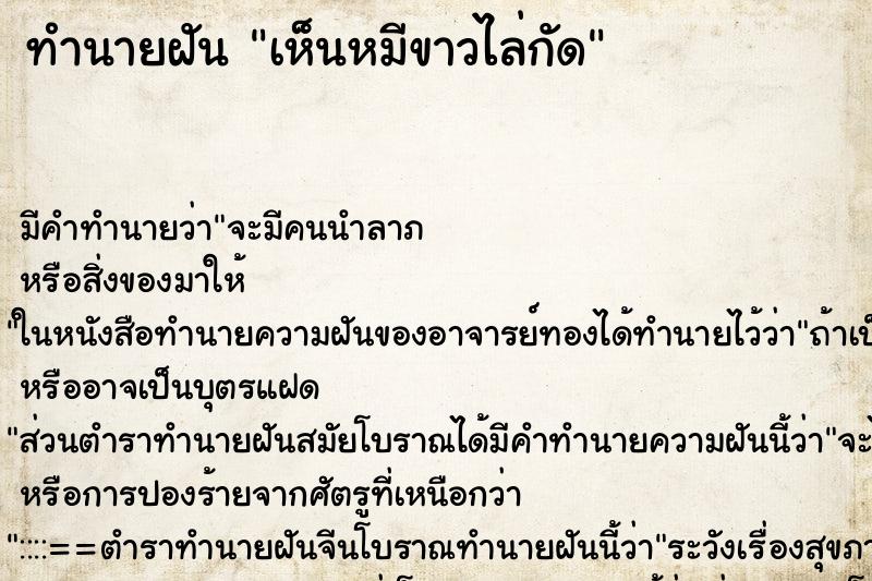 ทำนายฝัน เห็นหมีขาวไล่กัด ตำราโบราณ แม่นที่สุดในโลก