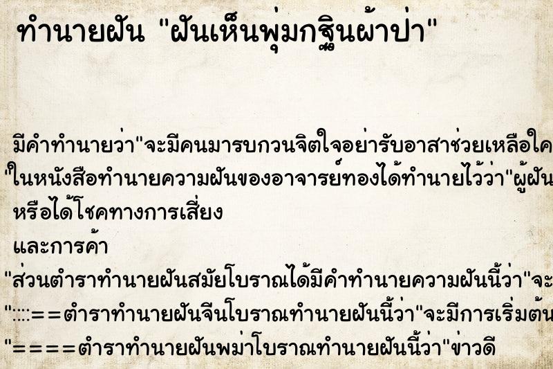 ทำนายฝัน ฝันเห็นพุ่มกฐินผ้าป่า ตำราโบราณ แม่นที่สุดในโลก