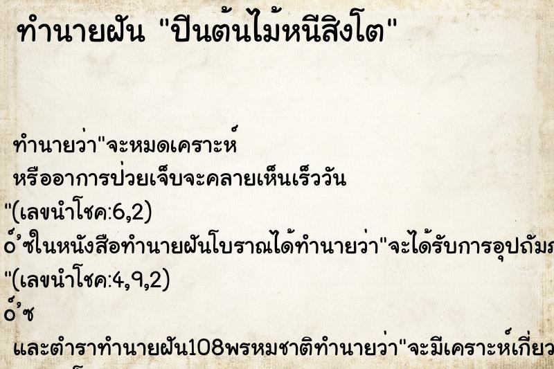 ทำนายฝัน ปีนต้นไม้หนีสิงโต ตำราโบราณ แม่นที่สุดในโลก