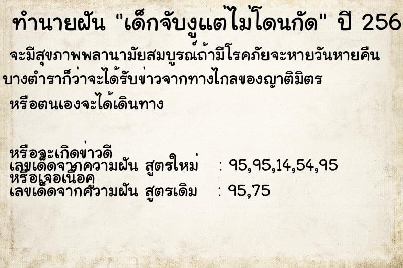 ทำนายฝัน เด็กจับงูแต่ไม่โดนกัด ตำราโบราณ แม่นที่สุดในโลก