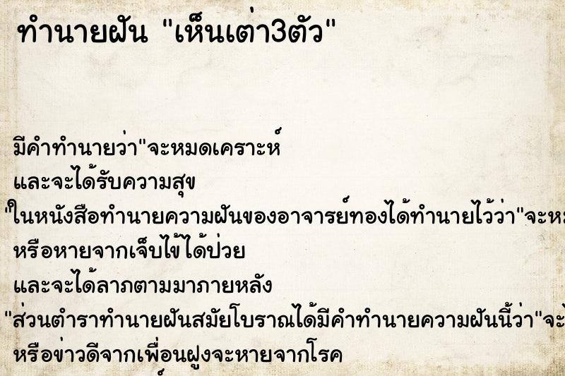ทำนายฝัน เห็นเต่า3ตัว