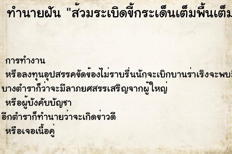 ทำนายฝันส้วมระเบิดขี้กระเด็นเต็มพื้นเต็มตัว ทำนายฝันทำนายฝันส้วมระเบิดขี้กระเด็นเต็มพื้นเต็มตัว