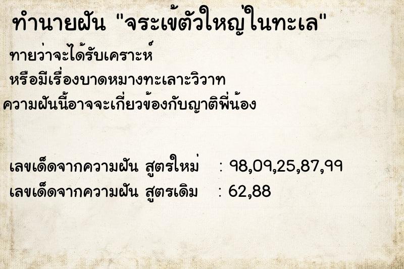 ทำนายฝันจระเข้ตัวใหญ่ในทะเล ทำนายฝันทำนายฝันจระเข้ตัวใหญ่ในทะเล