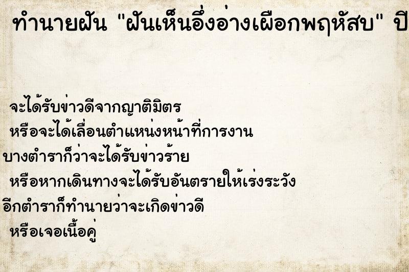 ทำนายฝันฝันเห็นอึ่งอ่างเผือกพฤหัสบ ทำนายฝันทำนายฝันฝันเห็นอึ่งอ่างเผือกพฤหัสบ