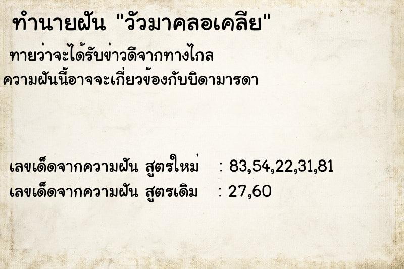 ทำนายฝันวัวมาคลอเคลีย ทำนายฝันทำนายฝันวัวมาคลอเคลีย