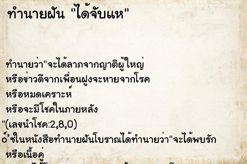 ทำนายฝัน ได้จับแห ทำนายฝัน ได้จับแห