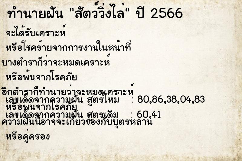 ทำนายฝัน สัตว์วิ่งไล่ ทำนายฝัน สัตว์วิ่งไล่