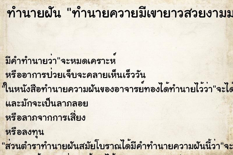 ทำนายฝัน ทำนายควายมีเขายาวสวยงามมาก ทำนายฝัน ทำนายควายมีเขายาวสวยงามมาก